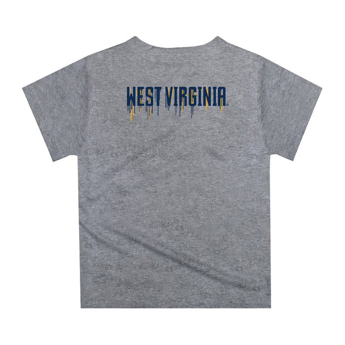 West Virginia Mountaineers  Original Dripping Baseball Helmet Blue T-Shirt by Vive La Fete - Vive La Fête - Online Apparel Store