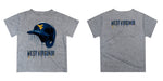 West Virginia Mountaineers  Original Dripping Baseball Helmet Blue T-Shirt by Vive La Fete - Vive La Fête - Online Apparel Store