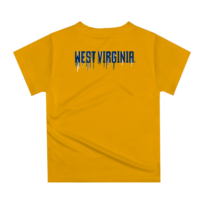 West Virginia Mountaineers  Original Dripping Baseball Helmet Blue T-Shirt by Vive La Fete - Vive La Fête - Online Apparel Store