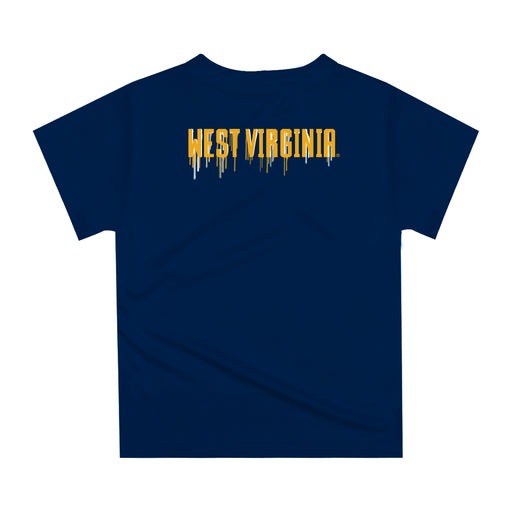 West Virginia Mountaineers  Original Dripping Baseball Helmet Blue T-Shirt by Vive La Fete - Vive La Fête - Online Apparel Store