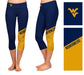 West Virginia Mountaineers Vive La Fete Game Day Collegiate Leg Color Block Women Blue Gold Capri Leggings - Vive La Fête - Online Apparel Store
