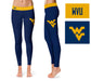 West Virginia Mountaineers Vive La Fete Game Day Collegiate Logo on Thigh Blue Women Yoga Leggings 2.5 Waist Tights - Vive La Fête - Online Apparel Store