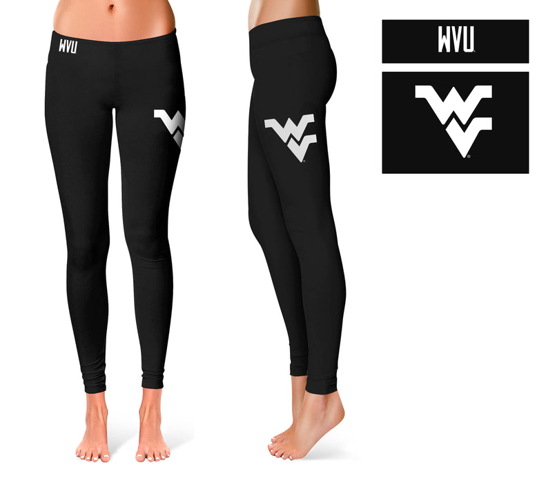 West Virginia Mountaineers Vive La Fete Collegiate Large Logo on Thigh Women Black Yoga Leggings 2.5 Waist Tights - Vive La Fête - Online Apparel Store