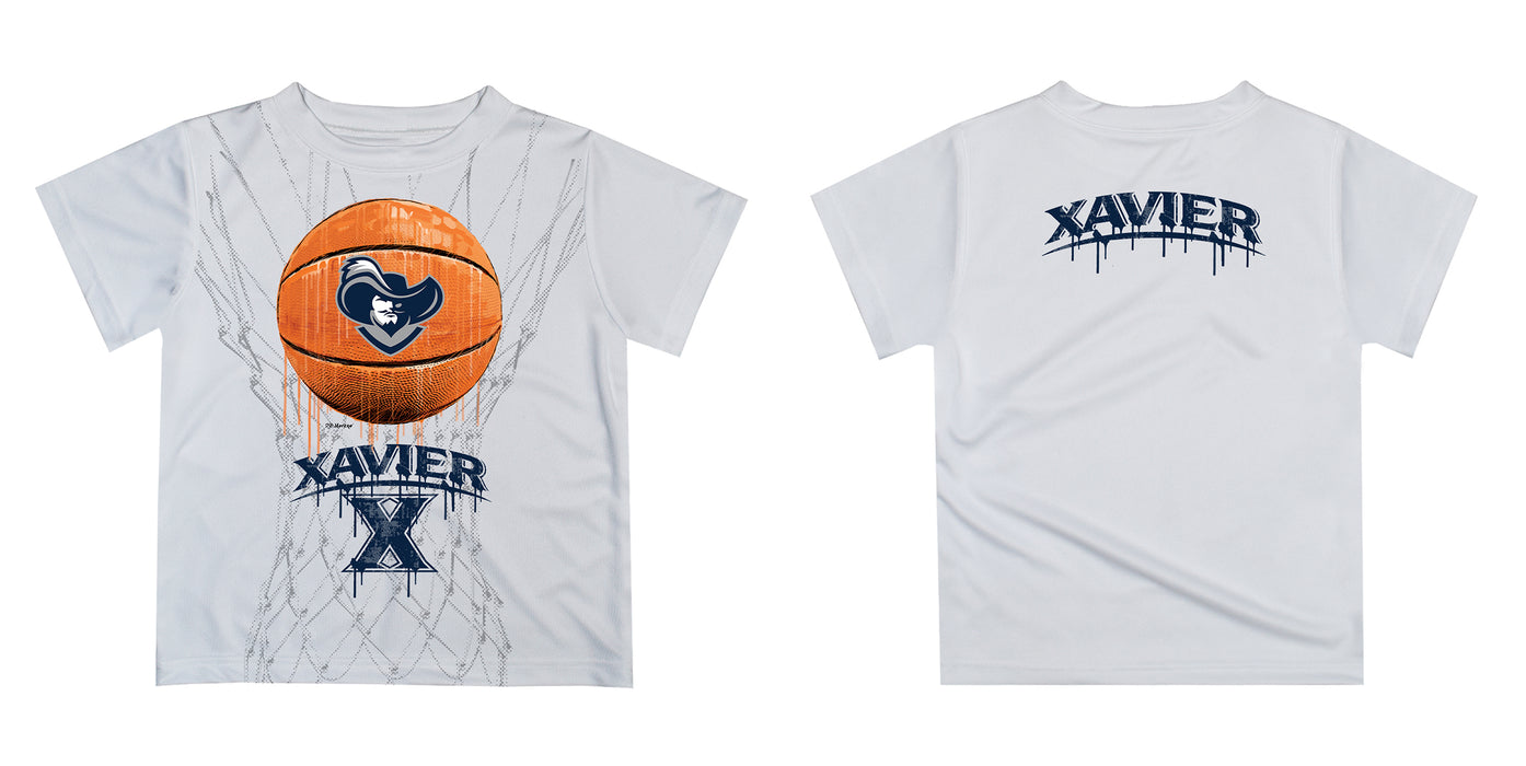 Xavier University Muskateers Original Dripping Basketball White T-Shirt by Vive La Fete - Vive La Fête - Online Apparel Store