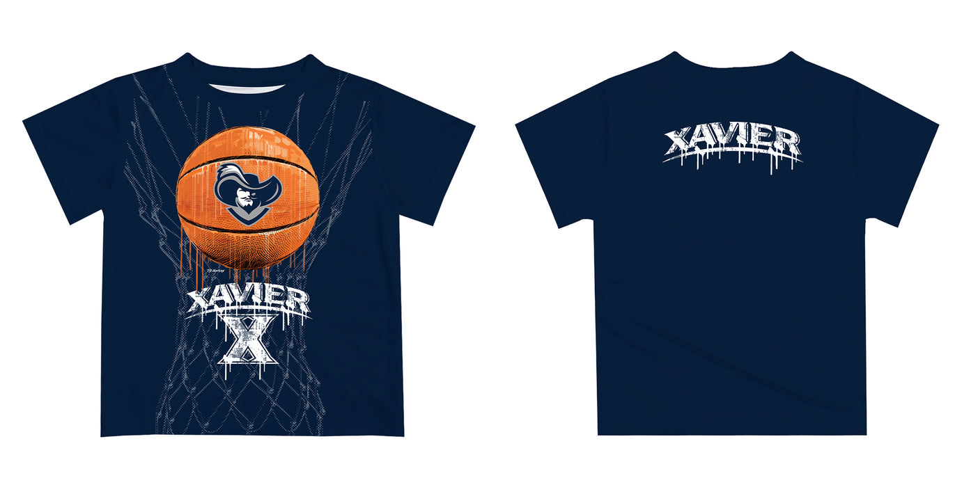 Xavier University Muskateers Original Dripping Basketball Blue T-Shirt by Vive La Fete - Vive La Fête - Online Apparel Store