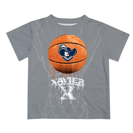 Xavier University Muskateers Original Dripping Basketball Gray T-Shirt by Vive La Fete