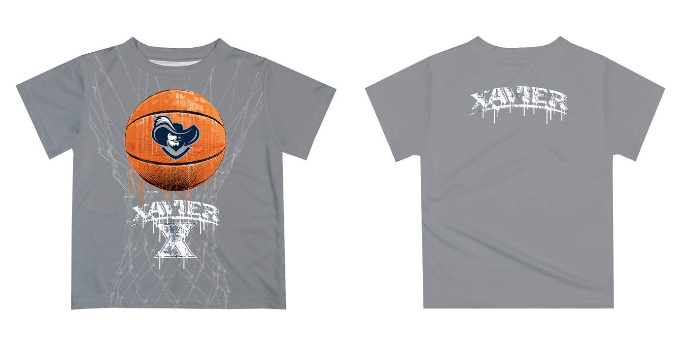 Xavier University Muskateers Original Dripping Basketball Gray T-Shirt by Vive La Fete - Vive La Fête - Online Apparel Store