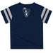 Xavier University Muskateers Vive La Fete Boys Game Day Navy Short Sleeve Tee with Stripes on Sleeves - Vive La Fête - Online Apparel Store