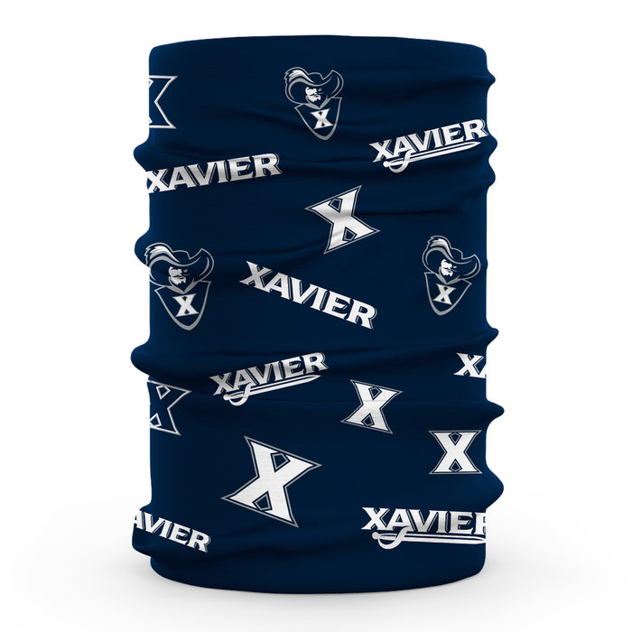 Xavier University Muskateers Vive La Fete All Over Logo Game Day  Collegiate Face Cover Soft 4-Way Stretch Neck Gaiter - Vive La Fête - Online Apparel Store