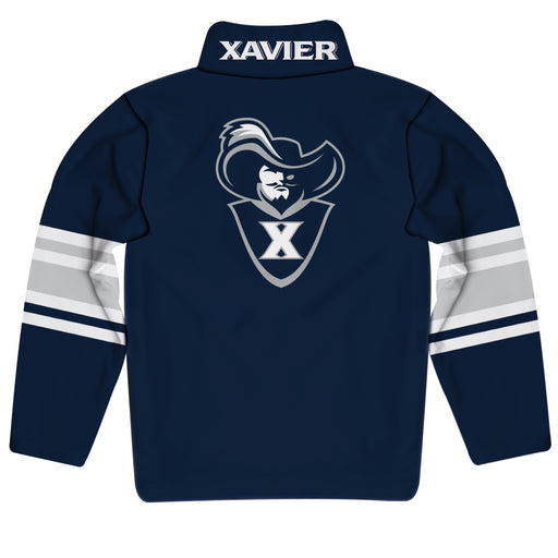 Xavier University Muskateers Vive La Fete Game Day Navy Quarter Zip Pullover Stripes on Sleeves - Vive La Fête - Online Apparel Store