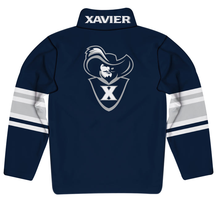 Xavier University Muskateers Vive La Fete Game Day Navy Quarter Zip Pullover Stripes on Sleeves - Vive La Fête - Online Apparel Store
