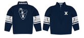 Xavier University Muskateers Vive La Fete Game Day Navy Quarter Zip Pullover Stripes on Sleeves - Vive La Fête - Online Apparel Store