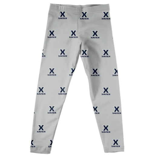 Xavier University Muskateers Vive La Fete Girls Game Day All Over Logo Elastic Waist Classic Play Grey Leggings Tights - Vive La Fête - Online Apparel Store