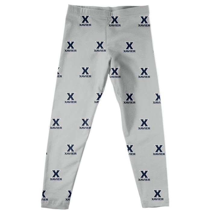 Xavier University Muskateers Vive La Fete Girls Game Day All Over Logo Elastic Waist Classic Play Grey Leggings Tights - Vive La Fête - Online Apparel Store