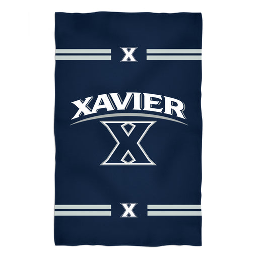 Xavier University Muskateers Vive La Fete Game Day Absorvent Premium Navy Beach Bath Towel 51 x 32" Logo and Stripes" - Vive La Fête - Online Apparel Store