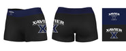 Xavier University Muskateers Vive La Fete Logo on Thigh & Waistband Black & Navy Women Booty Workout Shorts 3.75 Inseam" - Vive La Fête - Online Apparel Store