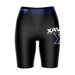 Xavier University Muskateers Vive La Fete Game Day Logo on Thigh and Waistband Black and Navy Women Bike Short 9 Inseam"