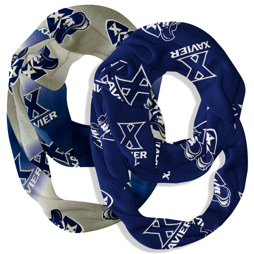 Xavier Musketeers Vive La Fete All Over Logo Game Day Collegiate Women Set of 2 Light Weight Ultra Soft Infinity Scarfs