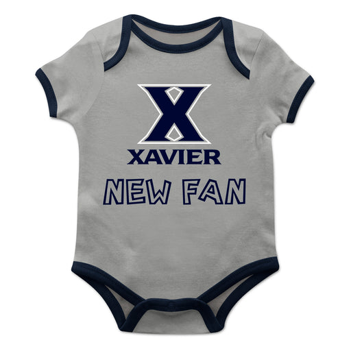 Xavier Musketeers Vive La Fete Infant Game Day Gray Short Sleeve Onesie New Fan Logo and Mascot Bodysuit