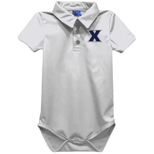 Xavier University Musketeers Embroidered White Solid Knit Polo Onesie