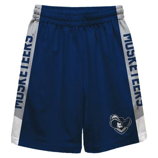 Xavier Musketeers Vive La Fete Game Day Blue Stripes Boys Solid Gray Athletic Mesh Short