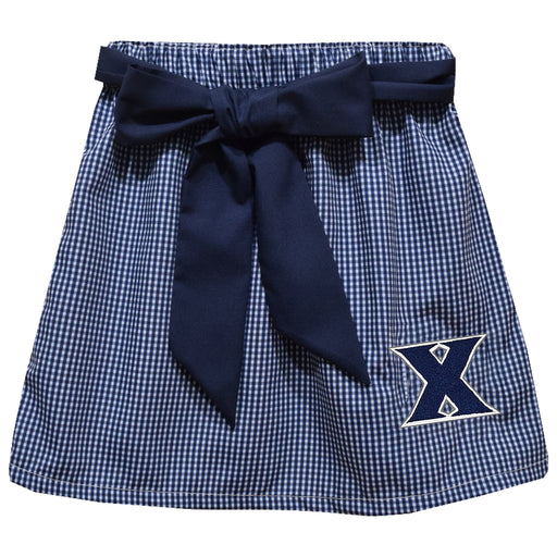 Xavier University Musketeers Embroidered Navy Gingham Skirt With Sash