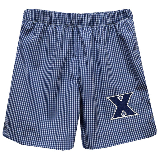 Xavier University Musketeers Embroidered Navy Gingham Pull On Short