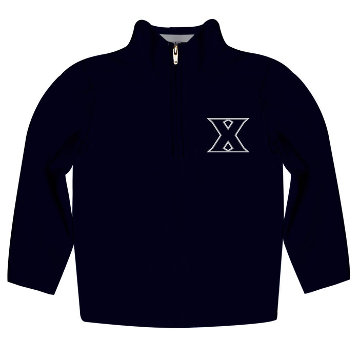 Xavier Musketeers Vive La Fete Game Day Solid Blue Quarter Zip Pullover Sleeves