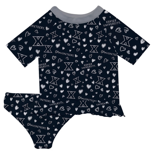 Xavier University Musketeers Vive La Fete All Over Logo Blue Long Sleeve Bikini Set