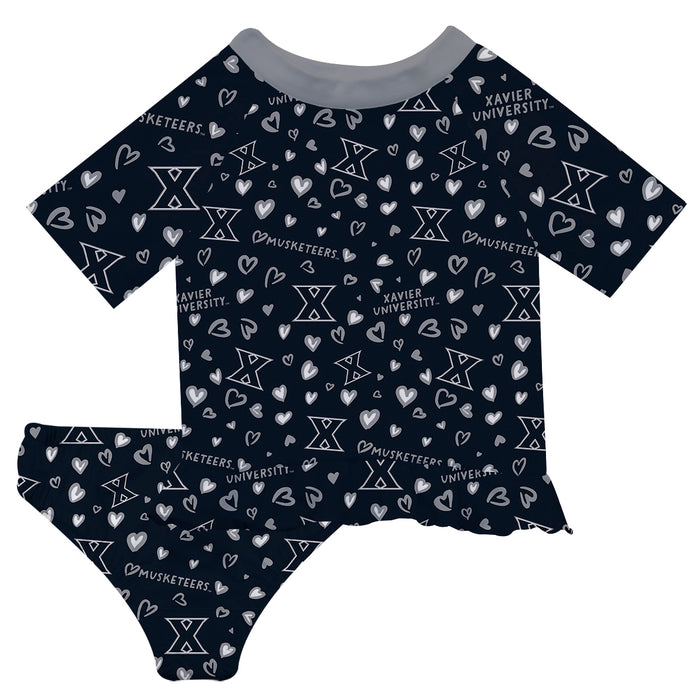 Xavier University Musketeers Vive La Fete All Over Logo Blue Long Sleeve Bikini Set