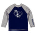Xavier Musketeers Vive La Fete Blue and Gray Long Sleeve Raglan Rashguard