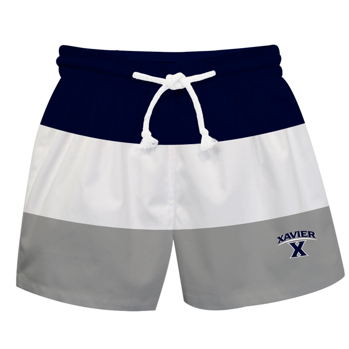 Xavier Musketeers Vive La Fete Blue White Gray Stripes Swimtrunks V1