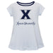 Xavier Musketeers Vive La Fete Girls Game Day Short Sleeve White Top with School Logo and Name