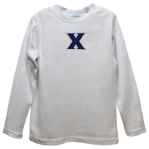 Xavier University Musketeers Embroidered White Knit Long Sleeve Boys Tee Shirt