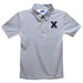 Xavier University Musketeers Embroidered Gray Stripes Short Sleeve Polo Box Shirt