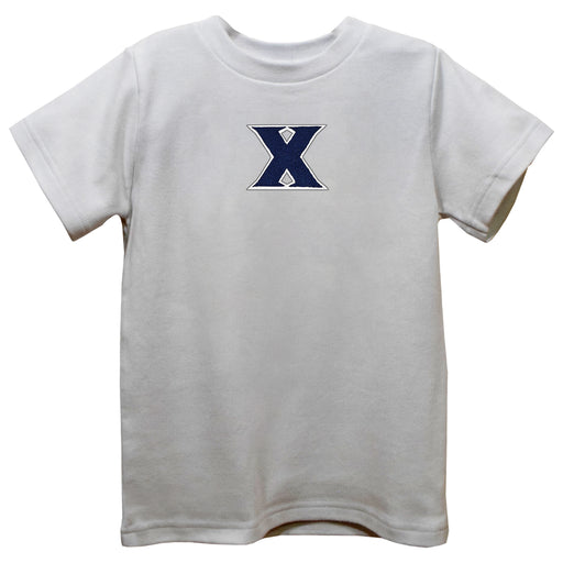 Xavier University Musketeers Embroidered White Knit Short Sleeve Boys Tee Shirt