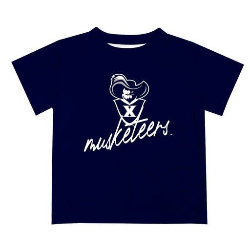 Xavier University Musketeers Vive La Fete Script V1 Blue Short Sleeve Tee Shirt