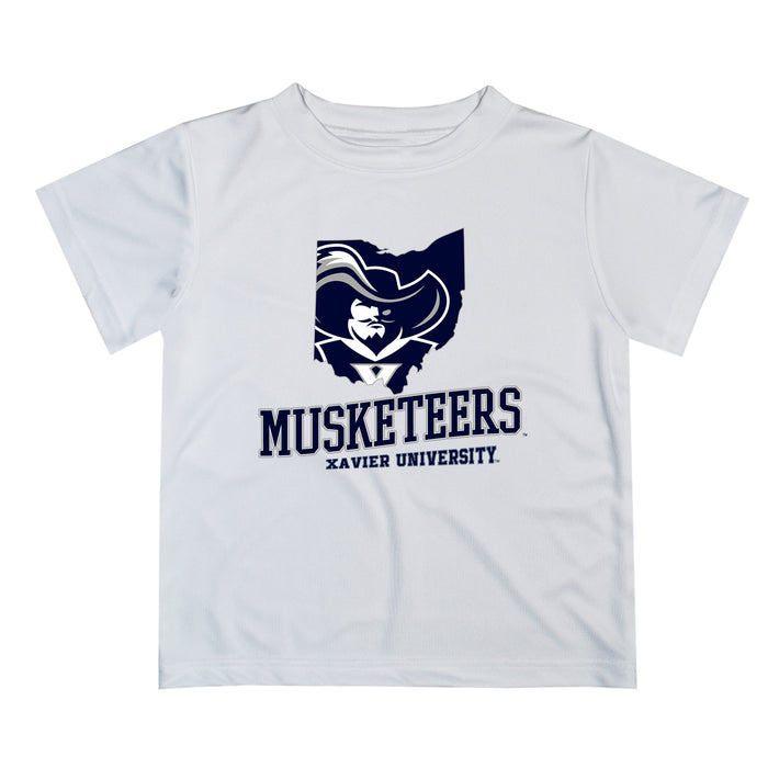Xavier University Musketeers Vive La Fete State Map White Short Sleeve Tee Shirt