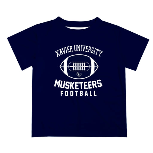 Xavier University Musketeers Vive La Fete Football V2 Blue Short Sleeve Tee Shirt