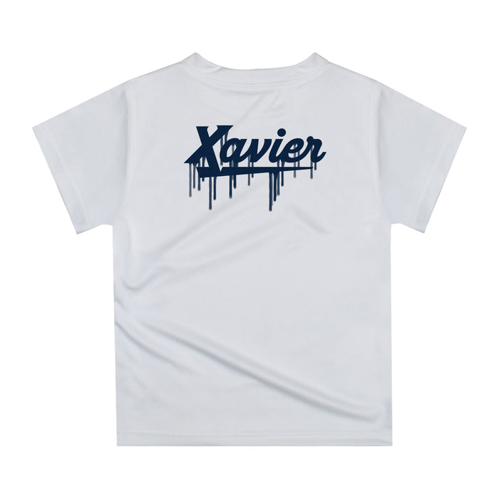 Xavier Musketeers Original Dripping Baseball Helmet Blue T-Shirt by Vive La Fete - Vive La Fête - Online Apparel Store