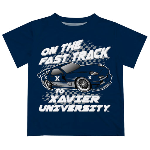 Xavier University Musketeers Vive La Fete Fast Track Boys Game Day Blue Short Sleeve Tee