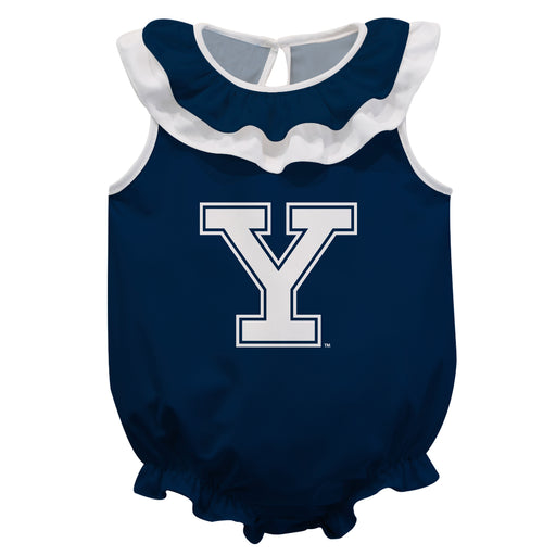 Yale Bulldogs Blue Sleeveless Ruffle Onesie Logo Bodysuit