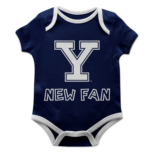 Yale Bulldogs Vive La Fete Infant Game Day Navy Short Sleeve Onesie New Fan Logo and Mascot Bodysuit