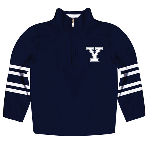 Yale Bulldogs Vive La Fete Game Day Navy Quarter Zip Pullover Stripes on Sleeves