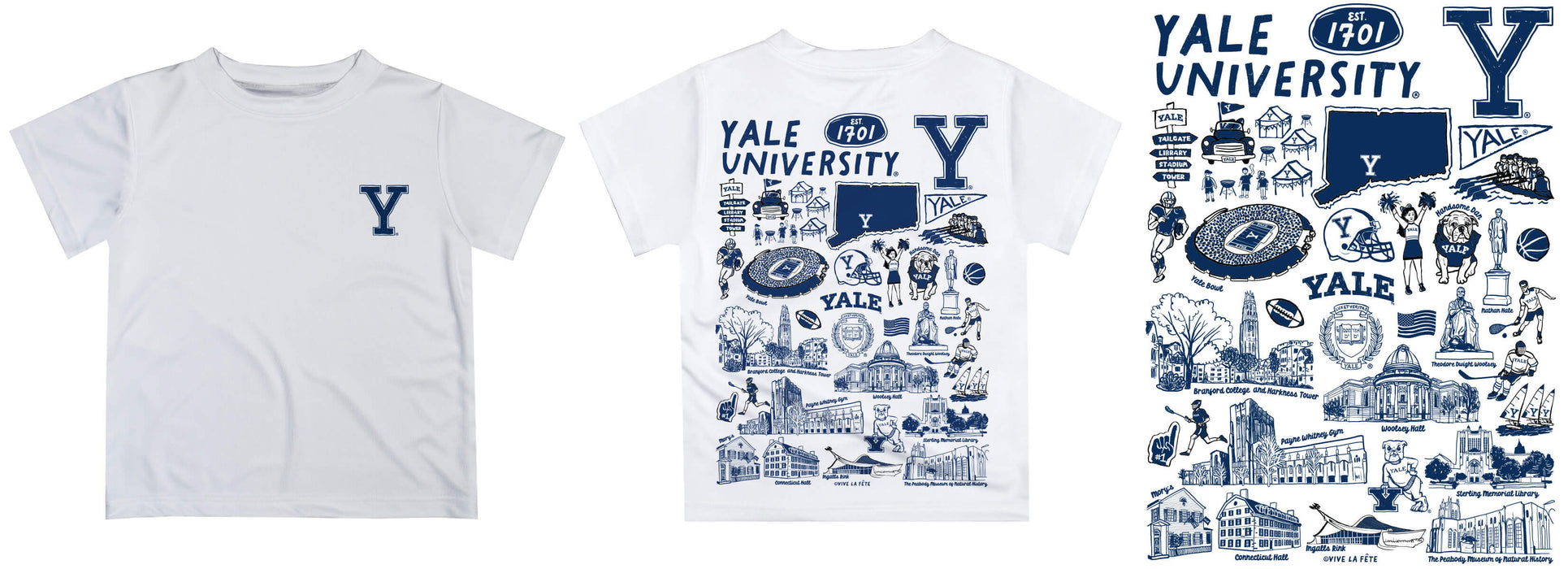 Yale University Bulldogs Hand Sketched Vive La Fete Impressions Artwork Boys Blue Short Sleeve Tee Shirt - Vive La Fête - Online Apparel Store