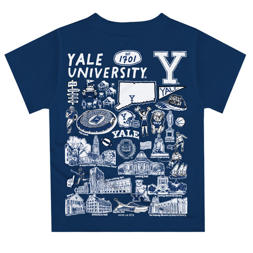 Yale University Bulldogs Hand Sketched Vive La Fete Impressions Artwork Boys Blue Short Sleeve Tee Shirt - Vive La Fête - Online Apparel Store