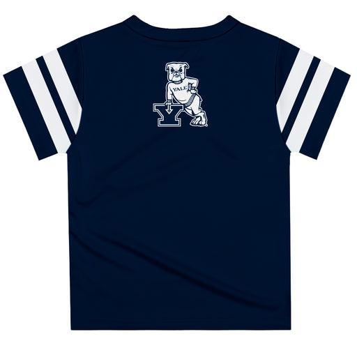 Yale Bulldogs Vive La Fete Boys Game Day Navy Short Sleeve Tee with Stripes on Sleeves - Vive La Fête - Online Apparel Store