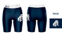 Yale Bulldogs Vive La Fete Game Day Logo on Thigh and Waistband Navy and White Women Bike Short 9 Inseam - Vive La Fête - Online Apparel Store