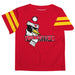 Youngstown State Penguins Vive La Fete Boys Game Day Red Short Sleeve Tee with Stripes on Sleeves