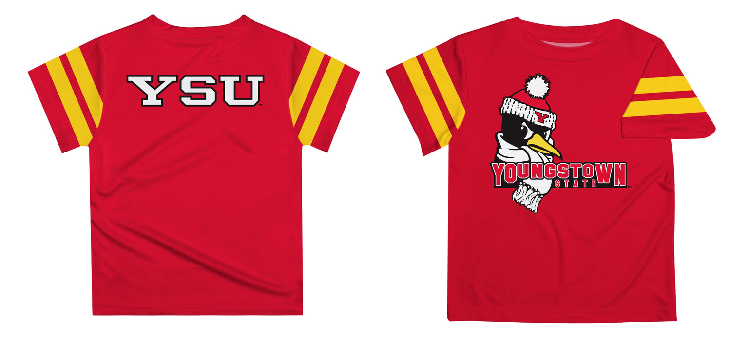 Youngstown State Penguins Vive La Fete Boys Game Day Red Short Sleeve Tee with Stripes on Sleeves - Vive La Fête - Online Apparel Store